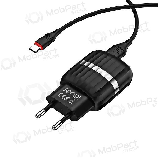 Laturi BOROFONE BA24A Vigour Dual USB + Type-C kaapeli (5V 2.4A) (musta)