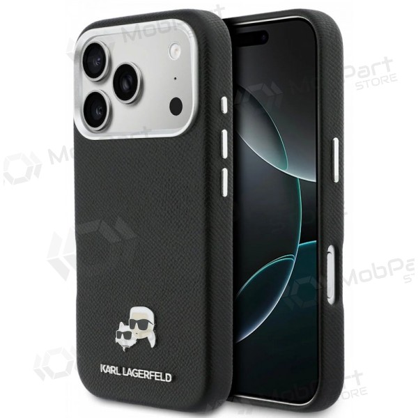 Apple iPhone 17 Pro kotelo - Karl Lagerfeld PU Karl and Choupette Heads Pins MagSafe (musta)