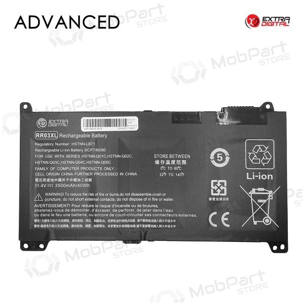 HP RR03XL, 3500mAh kannettavan tietokoneen akku, Advanced HP RR03XL, 3500mAh kannettavan tietokoneen akku, Advanced
