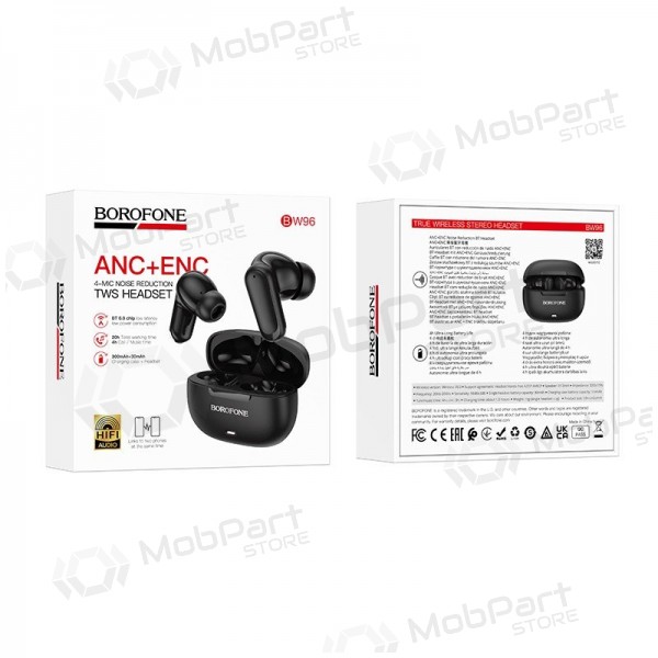 Langattomat Borofone BW96 Bluetooth ANC+ENC USB-C -kuulokkeet, musta