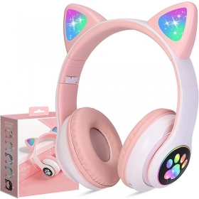 Langattomat Cat Glow -kuulokkeet korvan päällä mikrofonilla USB-C + 3,5 mm