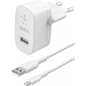 Laturi buitinis Belkin Boost Charge USB-A 12W + Lightning kaapeli valkoinen