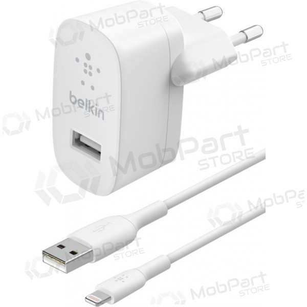 Laturi buitinis Belkin Boost Charge USB-A 12W + Lightning kaapeli valkoinen