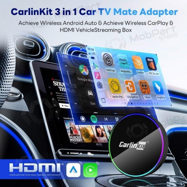 CarPlay-sovitin Carlinkit HD2CP Pro langaton Android Auto musta