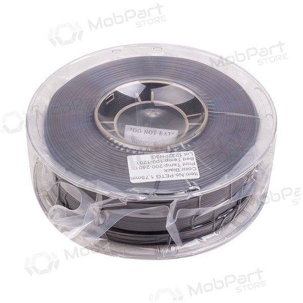 3D spausdinimo plastikas PETG, 1.75mm, 1kg, musta 3D spausdinimo plastikas PETG, 1.75mm, 1kg, musta