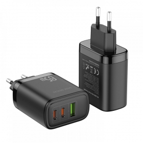 Laturi Dux Ducis C110 2xPD + Quick Charge 3.0 (musta)