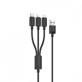 USB kaapeli Hoco X74 3in1 microUSB-Lightning-Type-C 1.0m (musta)