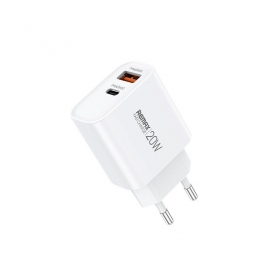 Puhelinlaturi Remax RP-U120 20 W USB-C + USB-A valkoinen