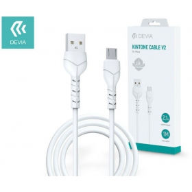 USB kaapeli Devia Kintone microUSB 1.0m (valkoinen) 5V 2.1A