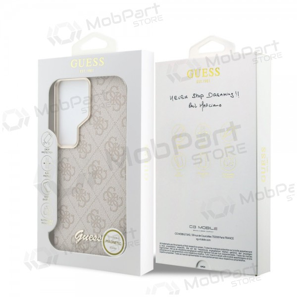 Samsung Galaxy S26 Ultra kotelo - Guess PU 4G Script Metal Logo Magnetic (vaaleanpunainen)