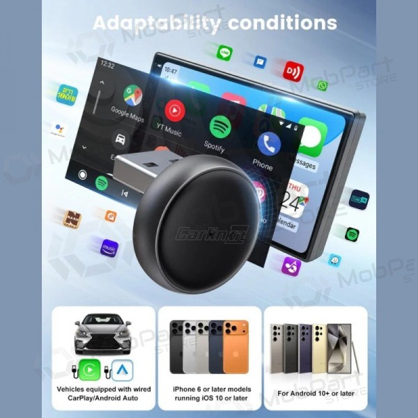 CarPlay-sovitin Carlinkit Mini Ultra3 langaton Android Auto musta