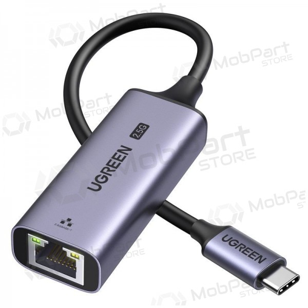 USB-C-sovitin Ugreen CM648 USB-C–RJ45 harmaa