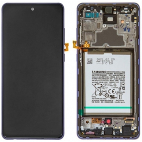 Samsung Galaxy A725 A72 4G / A726 A72 5G 2021 näyttö (Awesome Violet) (kehyksellä ja paristo) (service pack) (alkuperäinen)