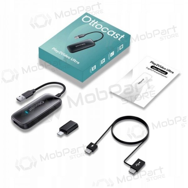 Langaton CarPlay/Android Auto -sovitin Ottocast Play2Video Ultra musta