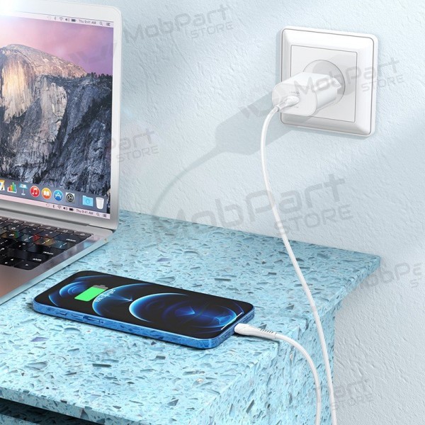 Puhelinlaturi Hoco N22 25 W USB-C Lightning-kaapelilla 1 m valkoinen
