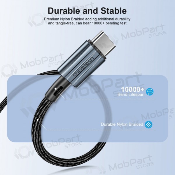 USB kaapeli Choetech XCC-1015 USB-C to USB-C PD60W 2.0m musta