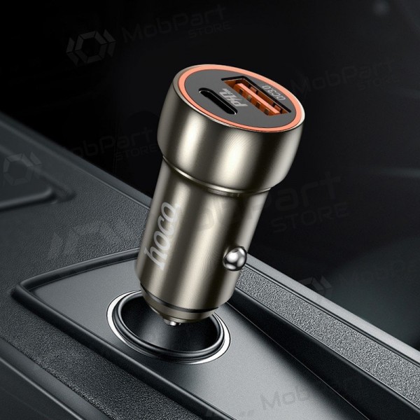 Laturi automobilinis Hoco Z46A USB-A/Type-C PD20W+QC3.0 harmaa