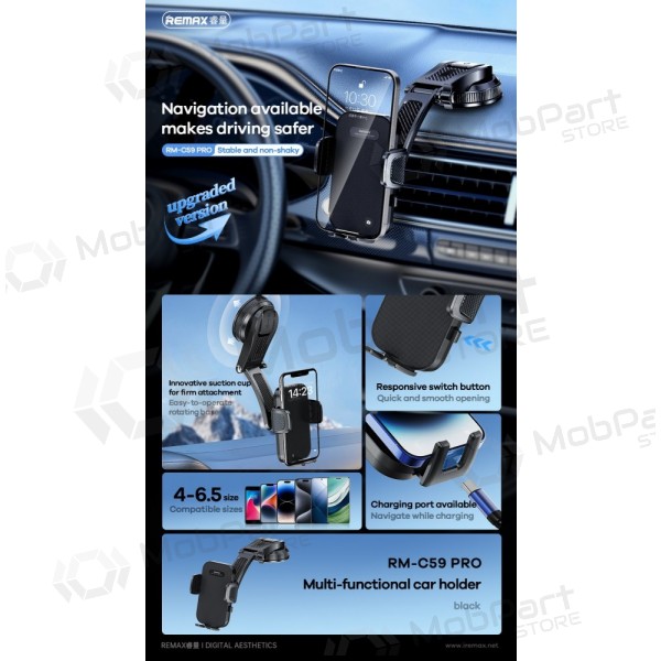 Auton matkapuhelinpidike Remax RM-C59 PRO (dashboard) musta