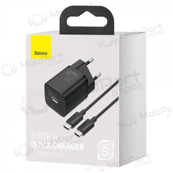 Laturi buitinis Baseus Super Si 25W + Type-C 1.0m musta TZCCSUP-L01