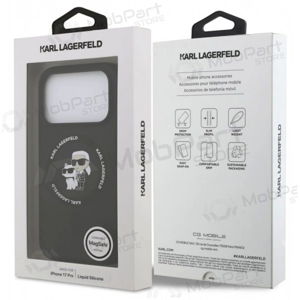 Apple iPhone 17 Pro kotelo -Karl Lagerfeld Liquid Silicone Karl and Choupette MagSafe- (musta)