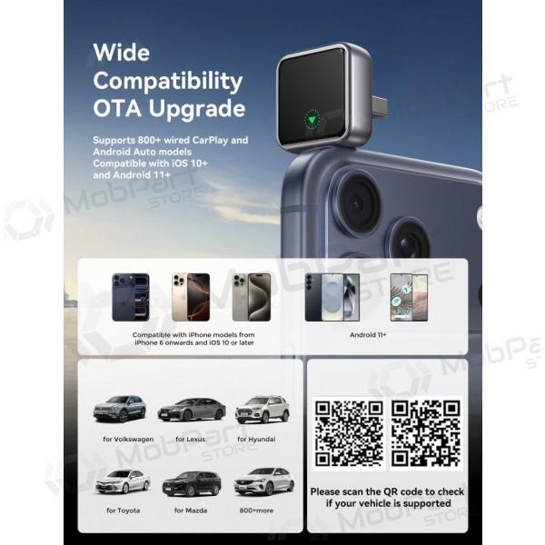 Langaton CarPlay / Android Auto -sovitin Joyroom JR-CP3 musta