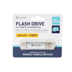 Muisti Platinet 32GB OTG USB 2.0 + microUSB (hopea)