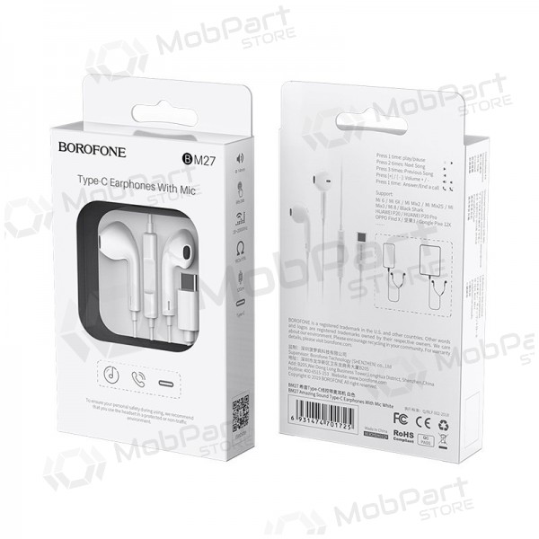 Handsfree Borofone BM27 Type-C (valkoinen)
