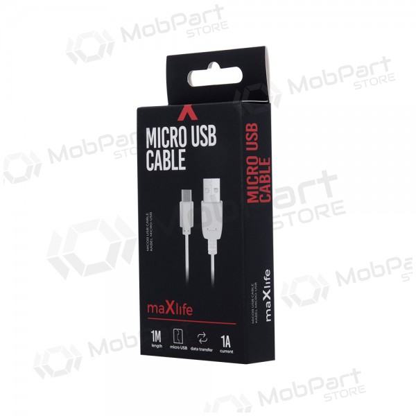 USB kaapeli Maxlife microUSB (valkoinen) 1.0m
