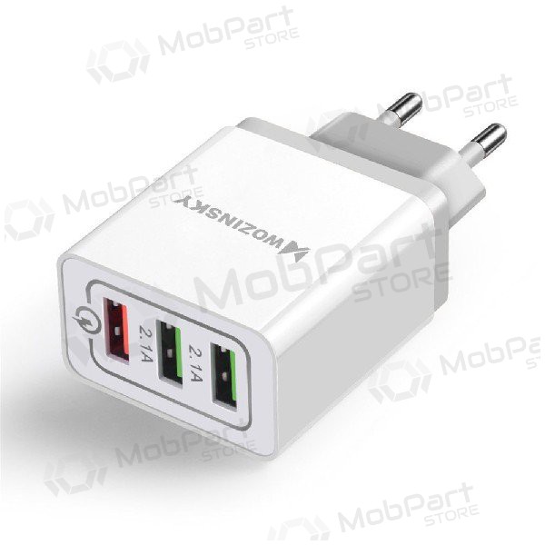 Laturi Wozinsky QuickCharge 3xUSB (30W 3A) (valkoinen)