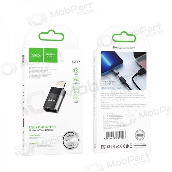 Sovitin Hoco UA17 Lightning to Type-C musta
