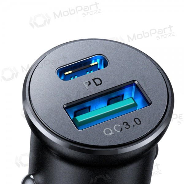 Laturi automobilinis Joyroom CCN05 USB-C/USB-A 30W musta