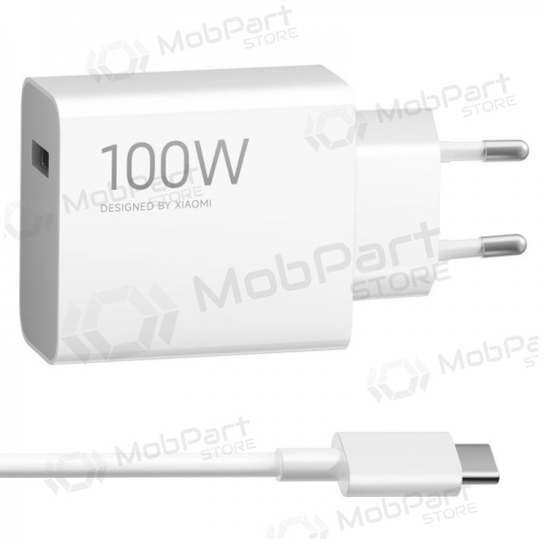 Puhelimen laturi Xiaomi Charging Combo BHR095VEU 100 W USB-A ja USB-C-kaapelilla valkoinen