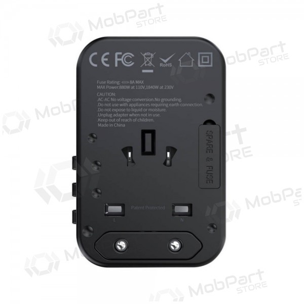 Yleinen kelioninis laturi Choetech PD5009 65W 2xUSB-C/USB-A musta
