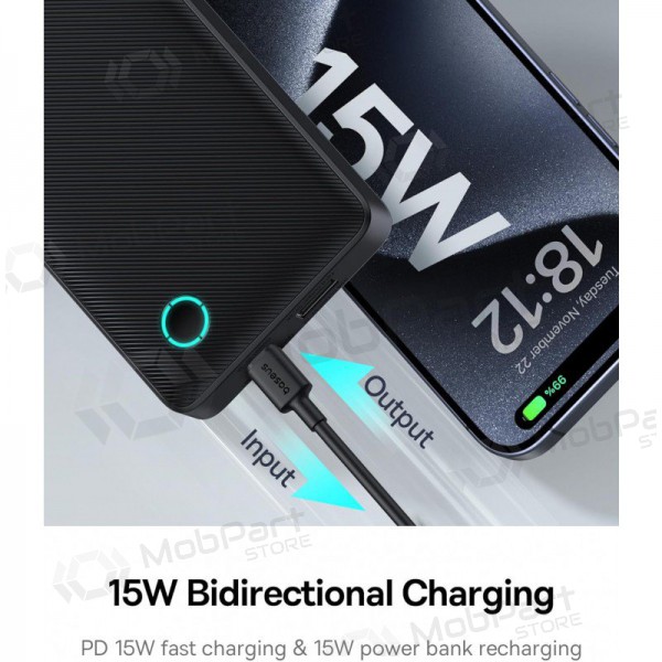 Ulkoinen paristo Power Bank Baseus Airpow Lite 15W 10000mAh musta P10067500123-00