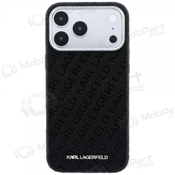 Apple iPhone 18 Pro kotelo - Karl Lagerfeld PU Grained Allover Semi Wrap MagSafe (musta)