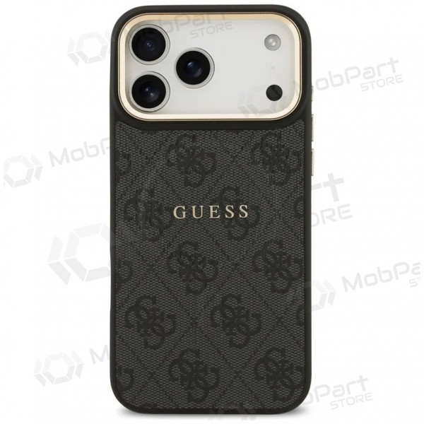 Apple iPhone 17 Pro - Guess PU Leather 4G Gold Frame MagSafe -kotelo (musta)