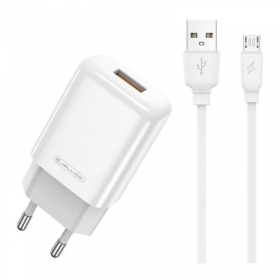 Laturi buitinis Jellico EU01 2.4A USB + MicroUSB valkoinen