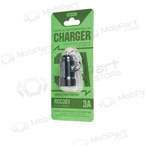 Autolaturi Remax RCC361 15W USB-C/USB-A musta