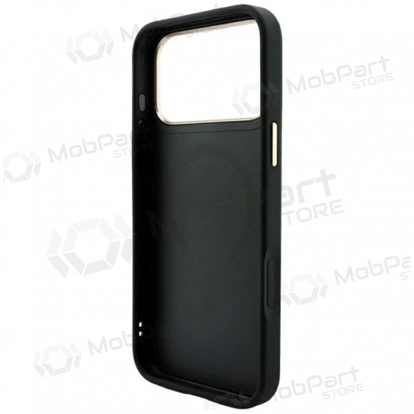 Apple iPhone 18 Pro kotelo - Guess PU Leather 4G Gold Frame Embossed MagSafe (musta)