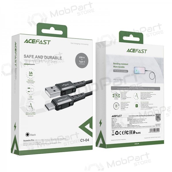 USB kaapeli Acefast C1-04 USB-A to USB-C 1.2m musta
