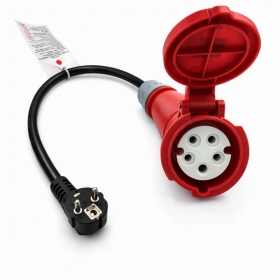 Adapteri Reach CEE 16A 400 V - 220 V Schuko musta