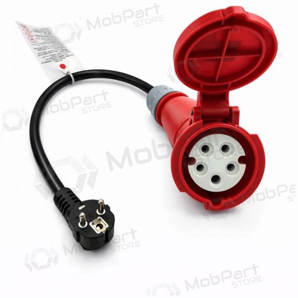 Adapteri Reach CEE 16A 400 V - 220 V Schuko musta
