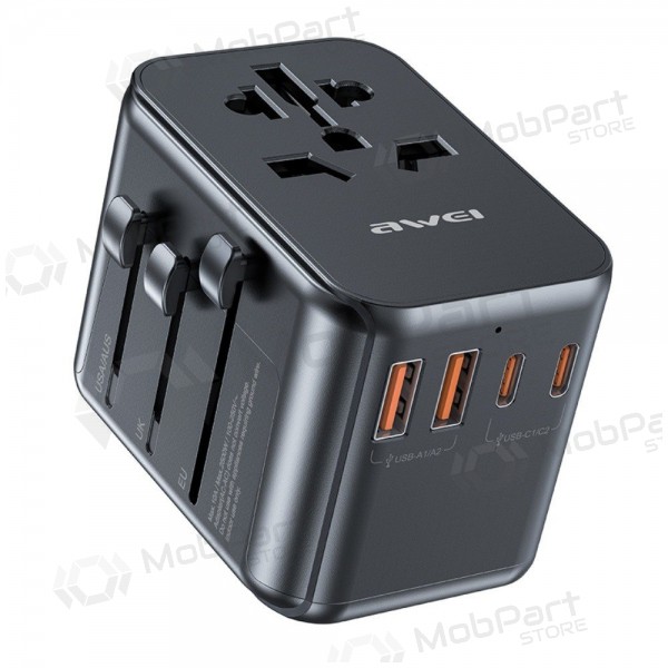 Yleinen kelioninis laturi Awei C-39 GaN 35W 2xUSB-A/3xUSB-C musta