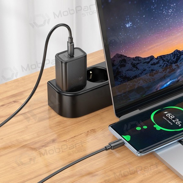 Puhelimen laturi Hoco N62 GaN USB-C USB-C-kaapelilla 1 m musta