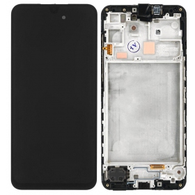 Ekranas Samsung A166 A16 5G su lietimui jautriu stikliuku ja rėmeliu Black alkuperäinen (service pack)