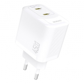 Puhelimen laturi Dudao A28P 45 W GaN 2x USB-C valkoinen