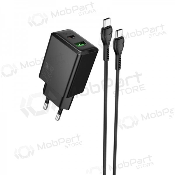 Puhelinlaturi Hoco N71 30 W GaN USB-C + USB-A USB-C-kaapelilla 1 m musta
