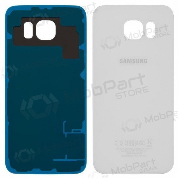 Samsung G920F Galaxy S6 takaakkukansi valkoinen (white pearl) (käytetty grade B, alkuperäinen)
