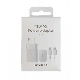 Laturi alkuperäinen Samsung EP-T1510XWEGEU 15W + kaapeli Type-C 1m pakkauksessa valkoinen