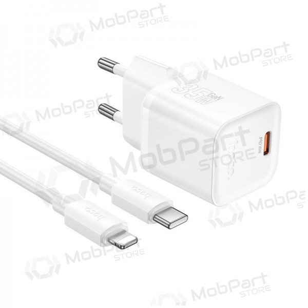 Puhelinlaturi Hoco N66 35 W GaN USB-C + USB-A Lightning-kaapelilla 1 m valkoinen